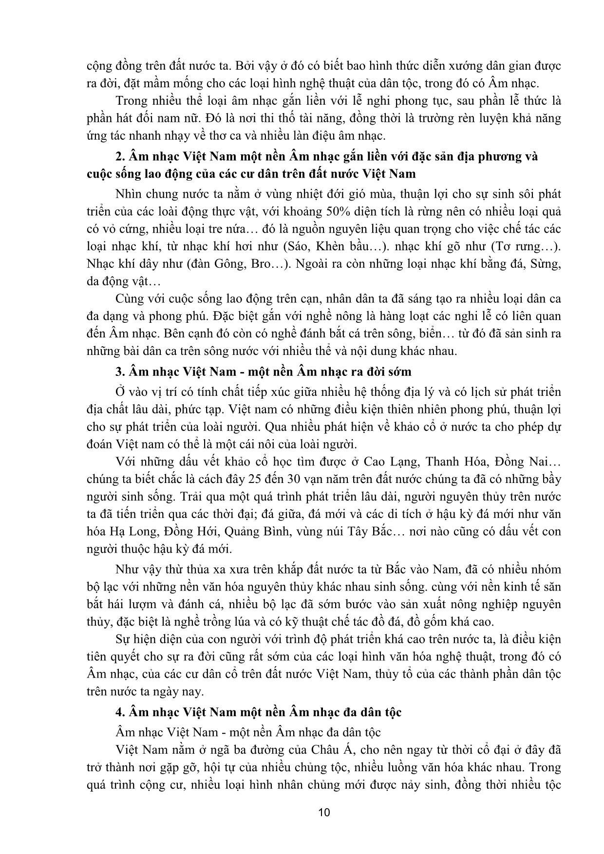 Giáo trình Thanh nhạc, organ, biểu diễn nhạc cụ truyền thống - Âm nhạc Việt Nam trang 10