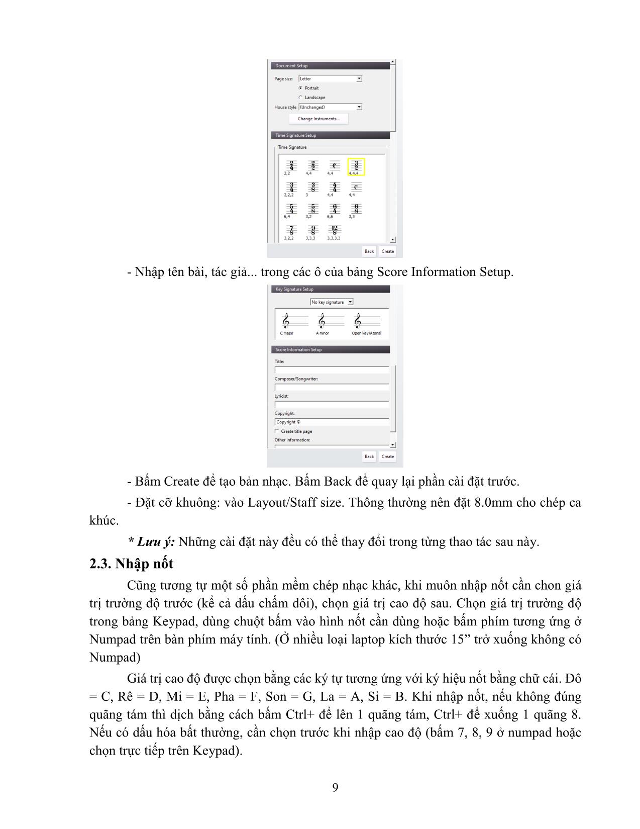 Giáo trình Organ, thanh nhạc, nhạc cụ truyền thống - Chép nhạc vi tính trang 9