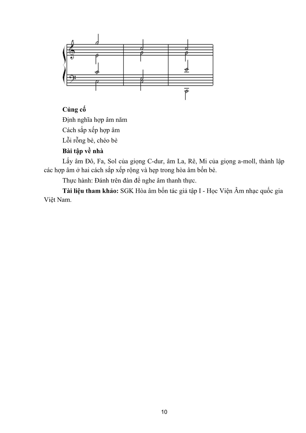 Giáo trình Thanh nhạc, organ, biểu diễn nhạc cụ truyền thống - Hòa thanh trang 10