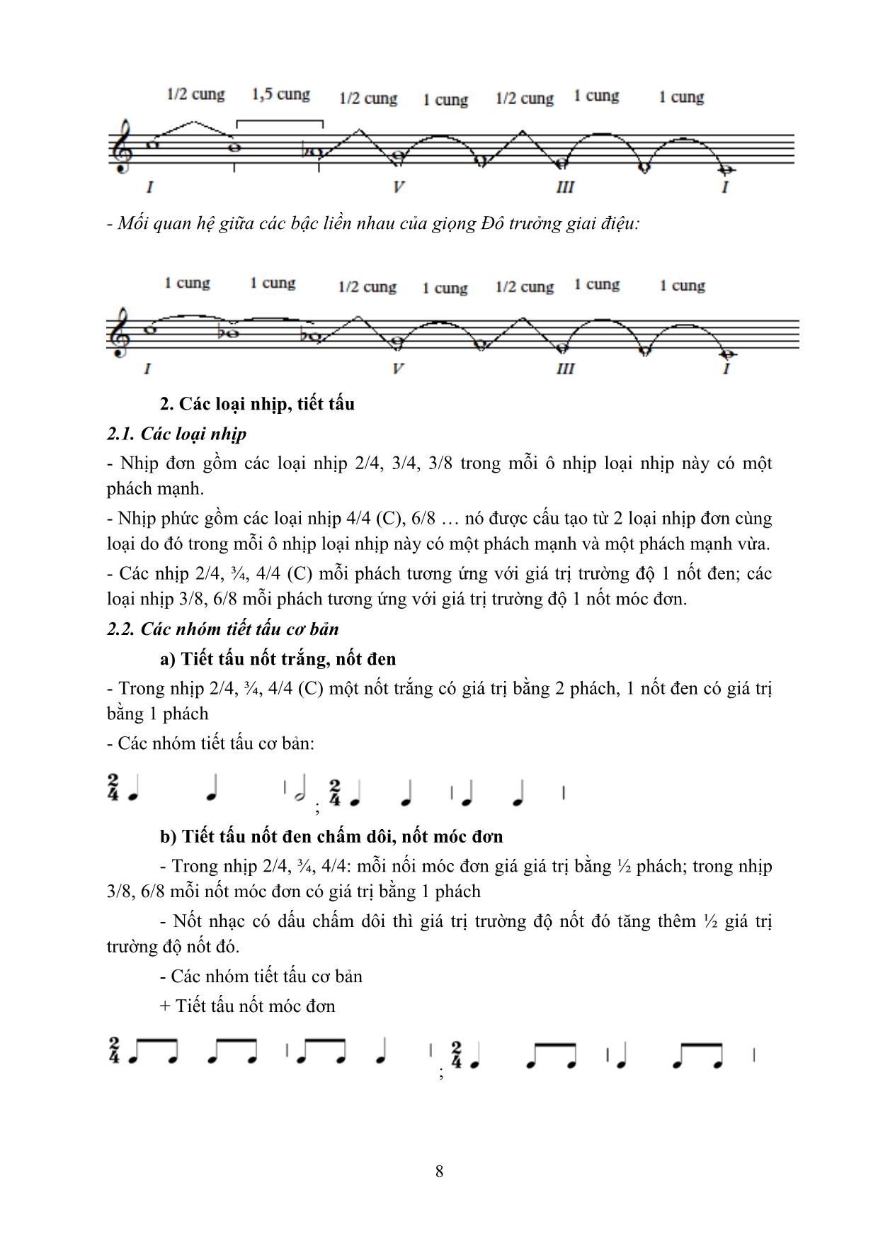 Giáo trình Thanh nhạc, organ, biểu diễn nhạc cụ truyền thống - Ký xướng âm 1 trang 8