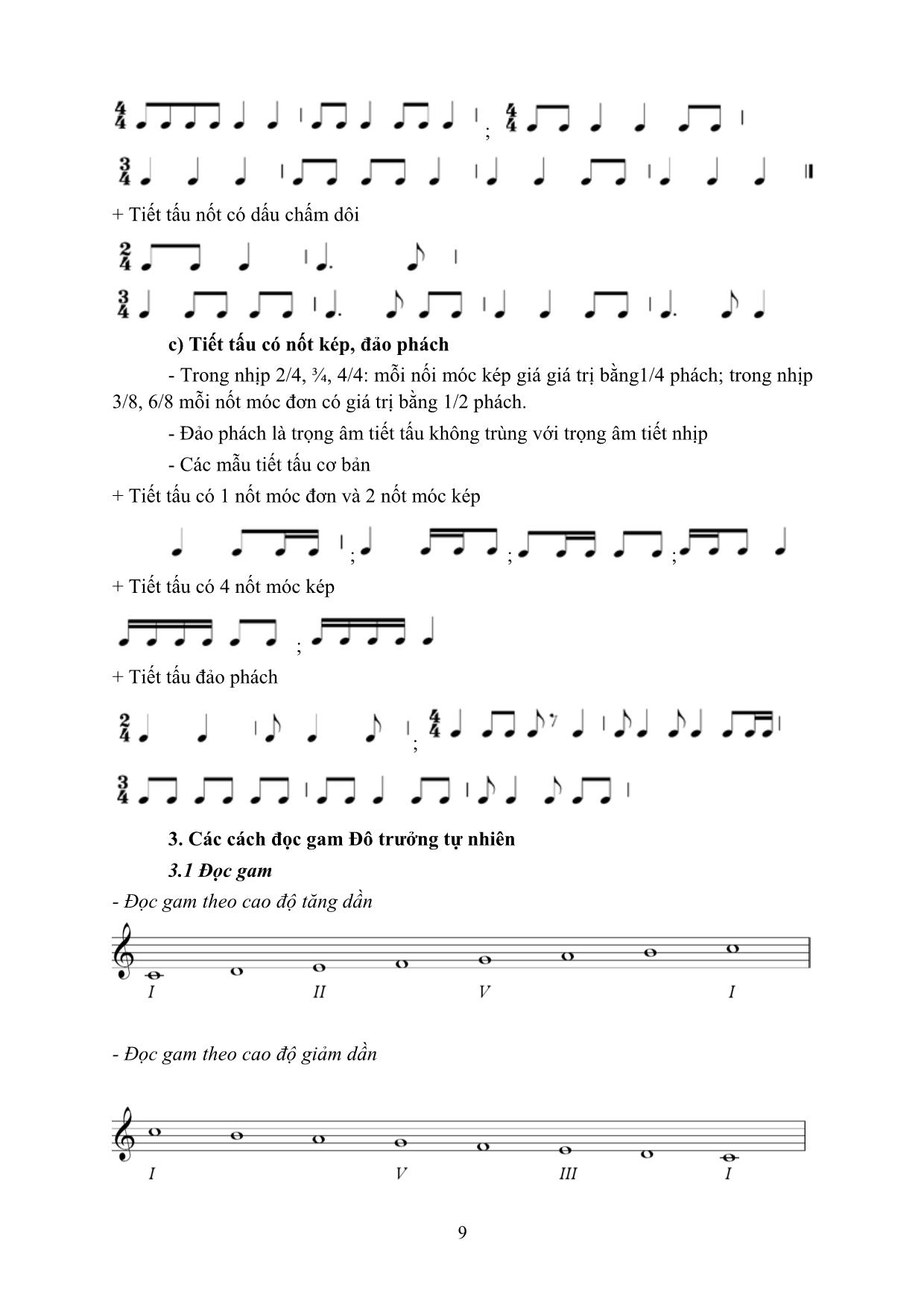Giáo trình Thanh nhạc, organ, biểu diễn nhạc cụ truyền thống - Ký xướng âm 1 trang 9