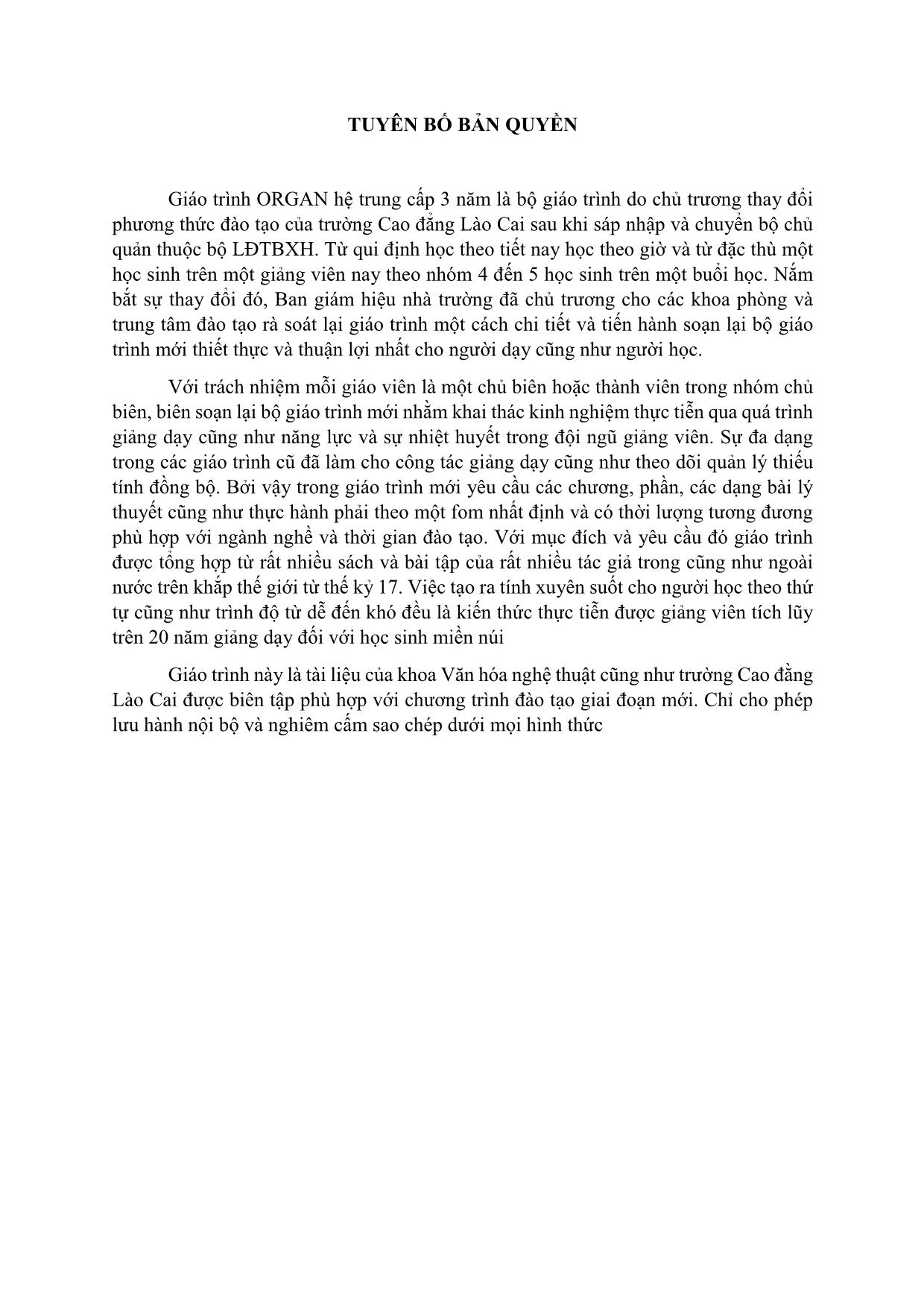 Giáo trình Organ (Quyển 2) trang 2