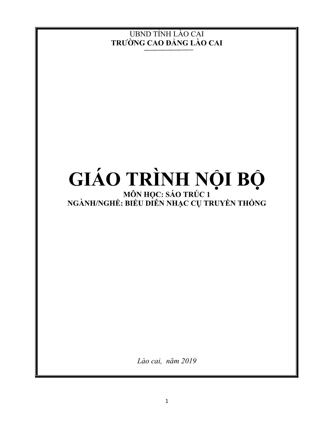 Giáo trình Biểu diễn nhạc cụ truyền thống - Sáo trúc 1 trang 1