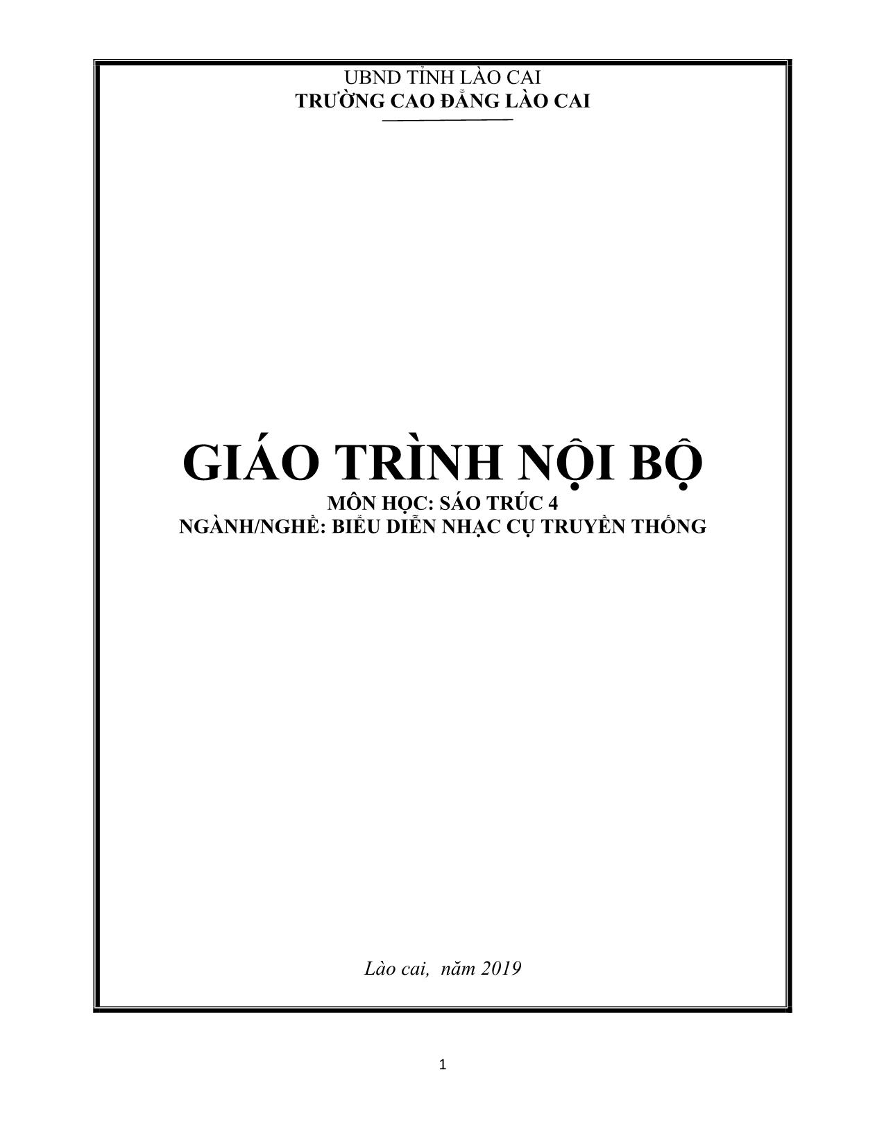 Giáo trình Biểu diễn nhạc cụ truyền thống - Sáo trúc 4 trang 1