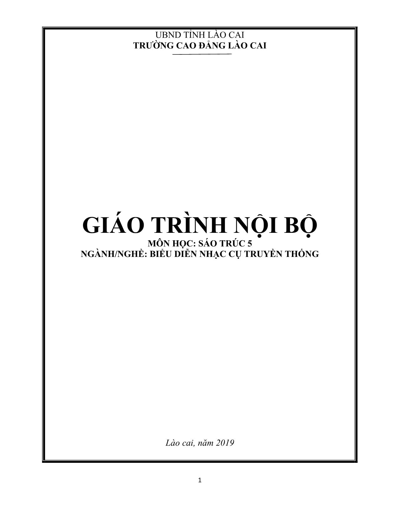 Giáo trình Biểu diễn nhạc cụ truyền thống - Sáo trúc 5 trang 1