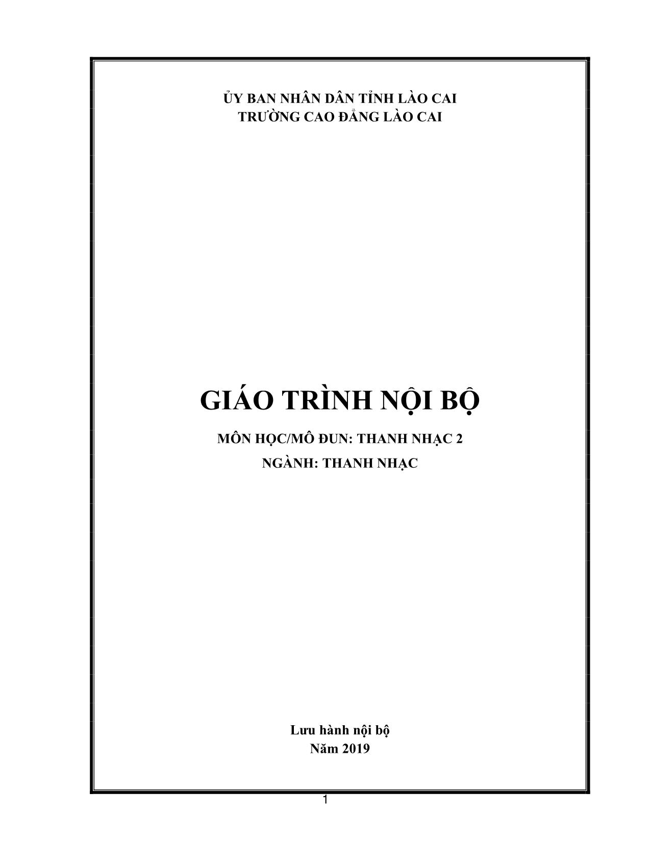 Giáo trình Thanh nhạc - Thanh nhạc 2 trang 1