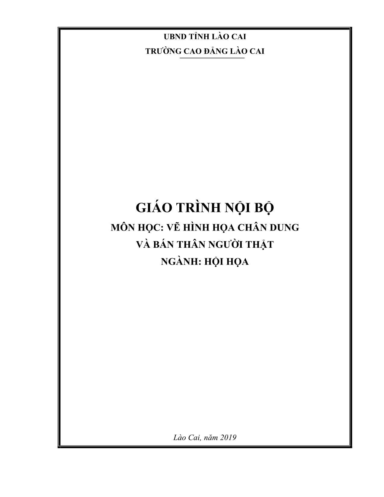 Giáo trình Hội họa - Vẽ hình họa chân dung và bán thân người thật trang 1