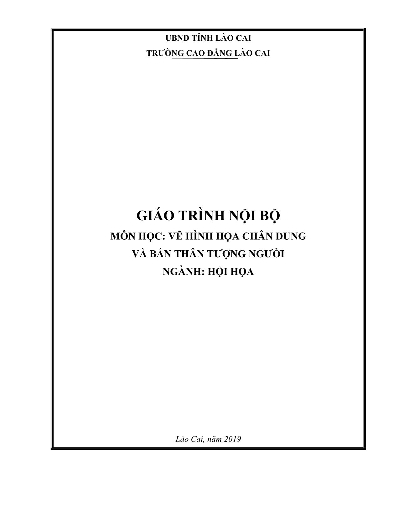 Giáo trình Hội họa - Vẽ hình họa chân dung và bán thân tượng người trang 1