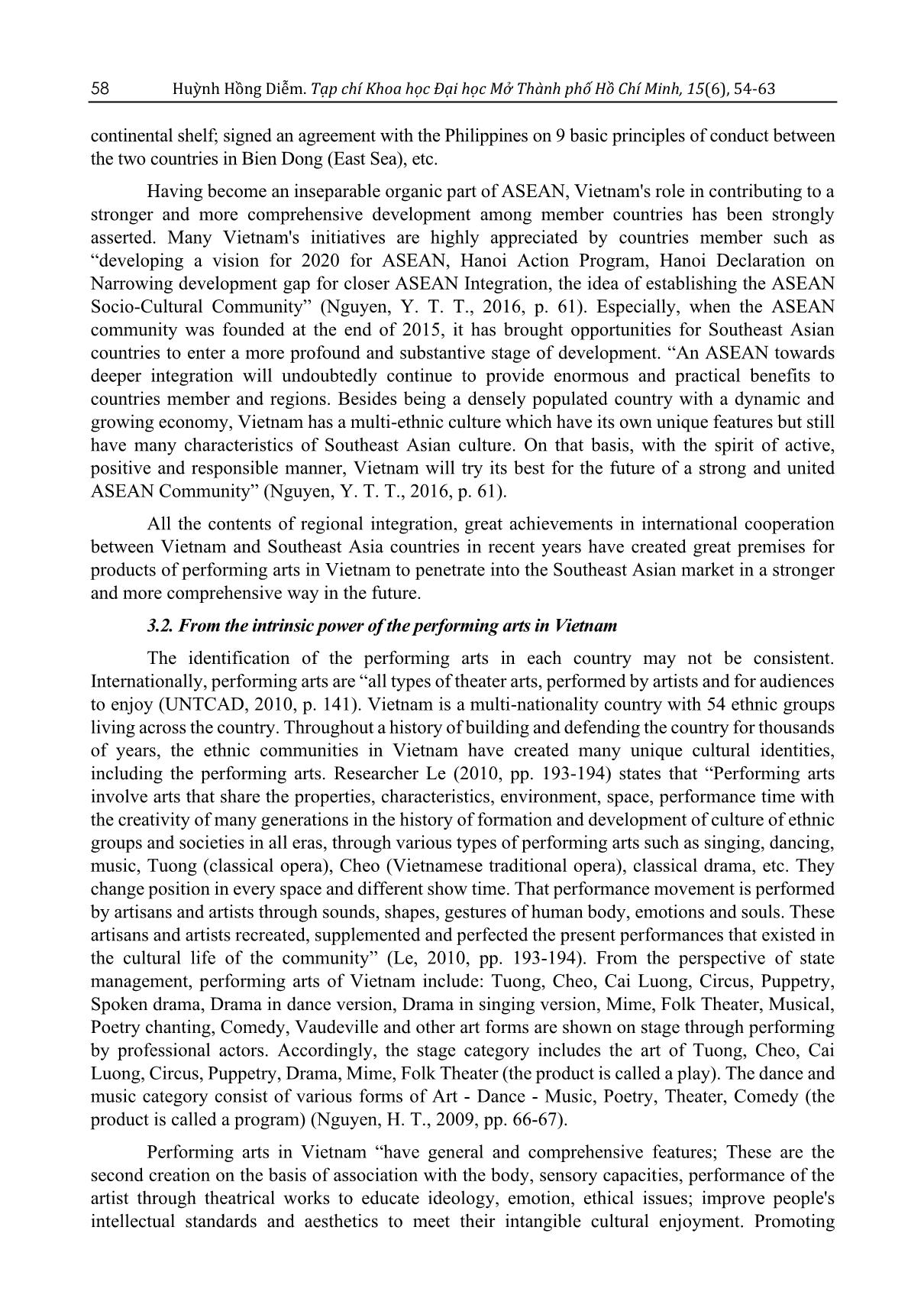 Market development of Vietnam’s performing arts in Asean region from the perspective of regional integration trang 5