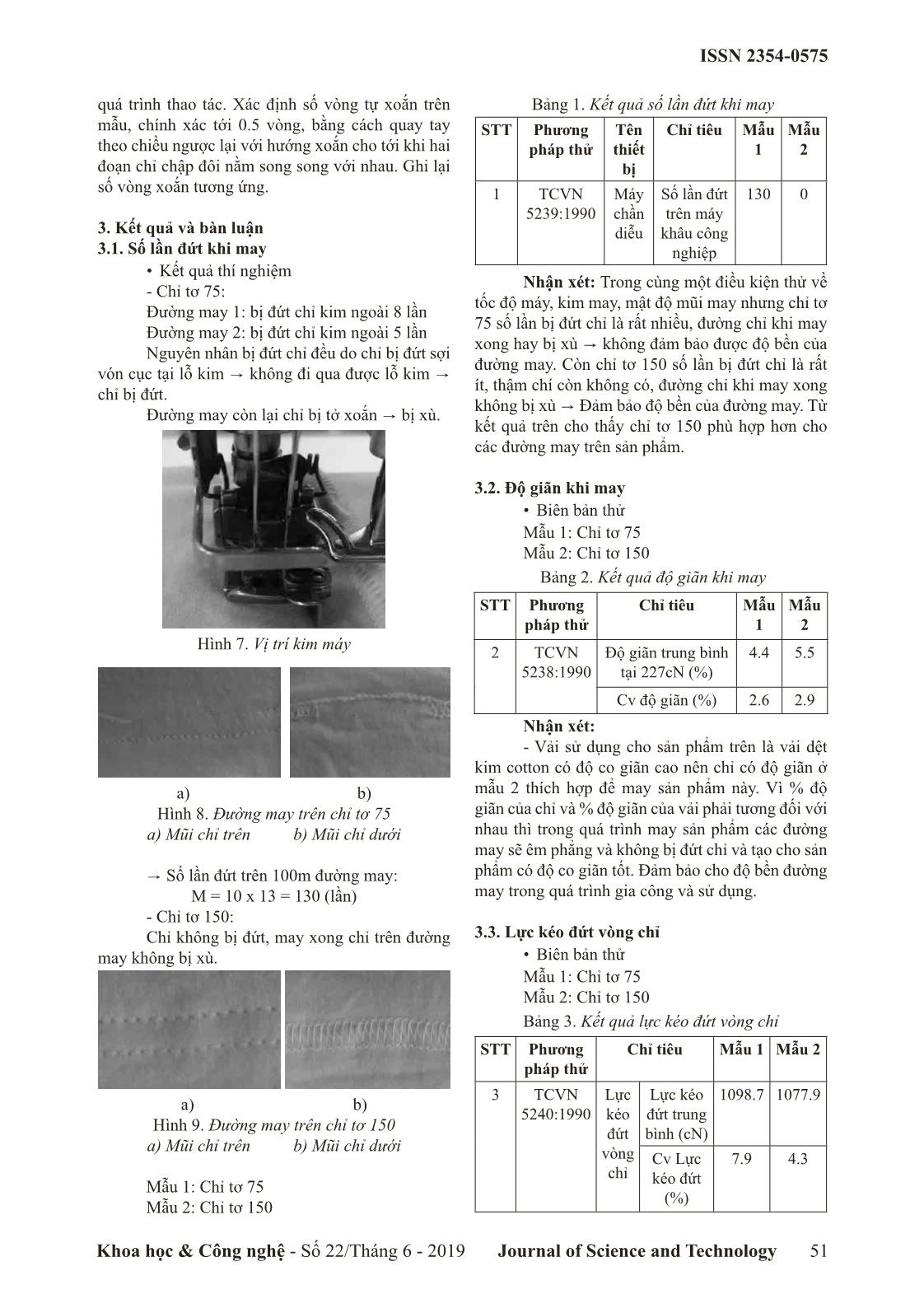 Nghiên cứu điều kiện công nghệ may sản phẩm từ vải dệt kim cotton co giãn trên máy chần diễu MF - 7823 trang 4