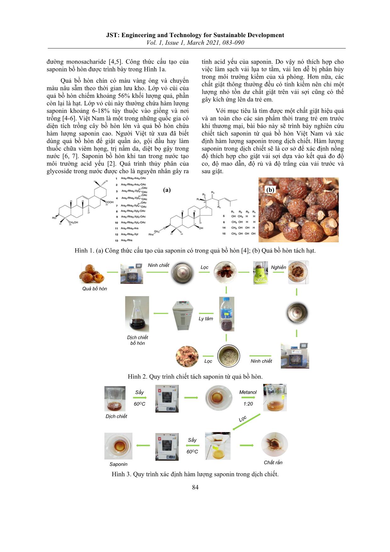 Nghiên cứu sự thay đổi một số tính chất của vải bông sau khi giặt bằng dịch chiết từ quả bồ hòn Việt Nam trang 2