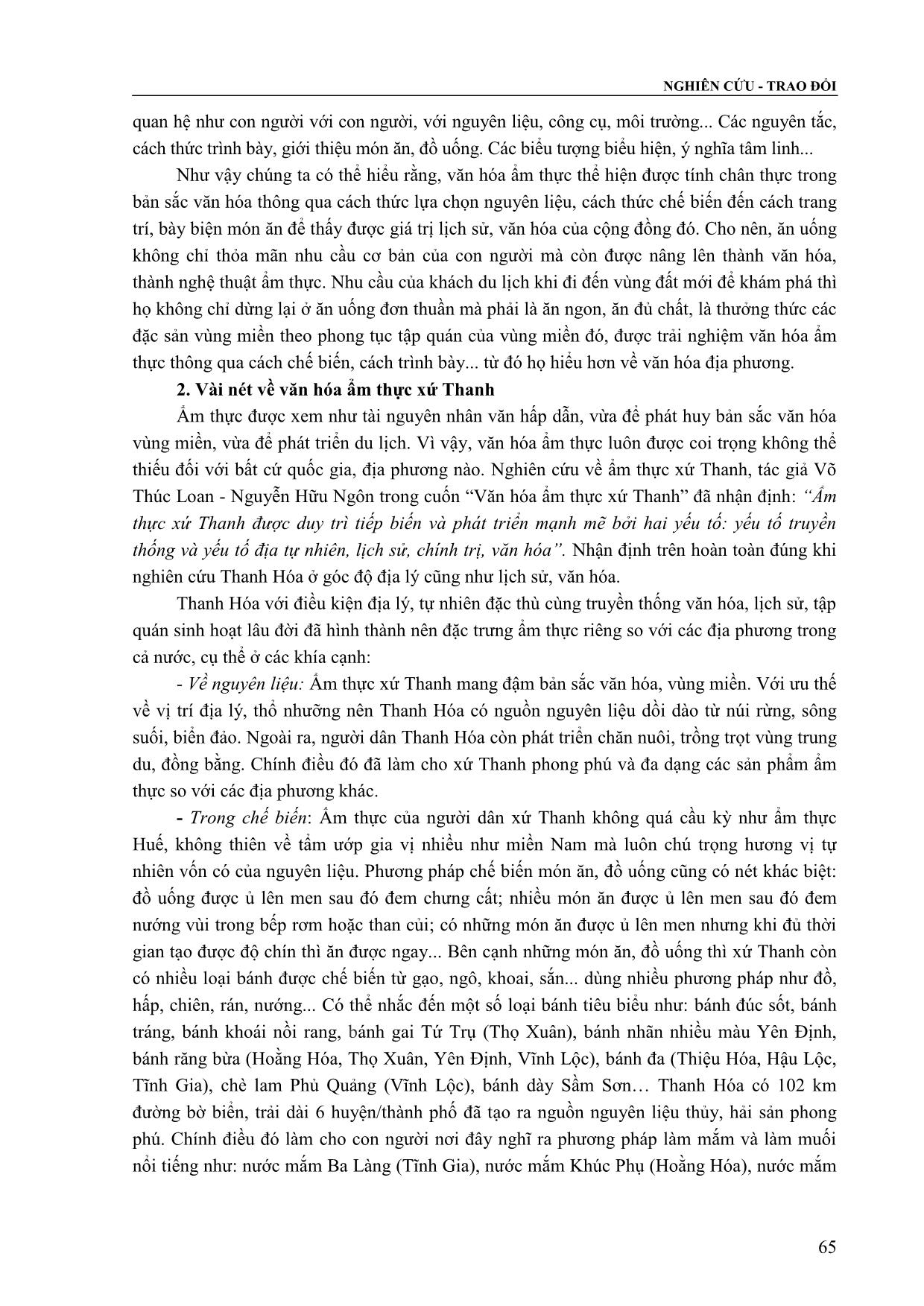 Trải nghiệm văn hóa ẩm thực góp phần gia tăng tính chân thực trong bản sắc văn hóa xứ Thanh trang 2