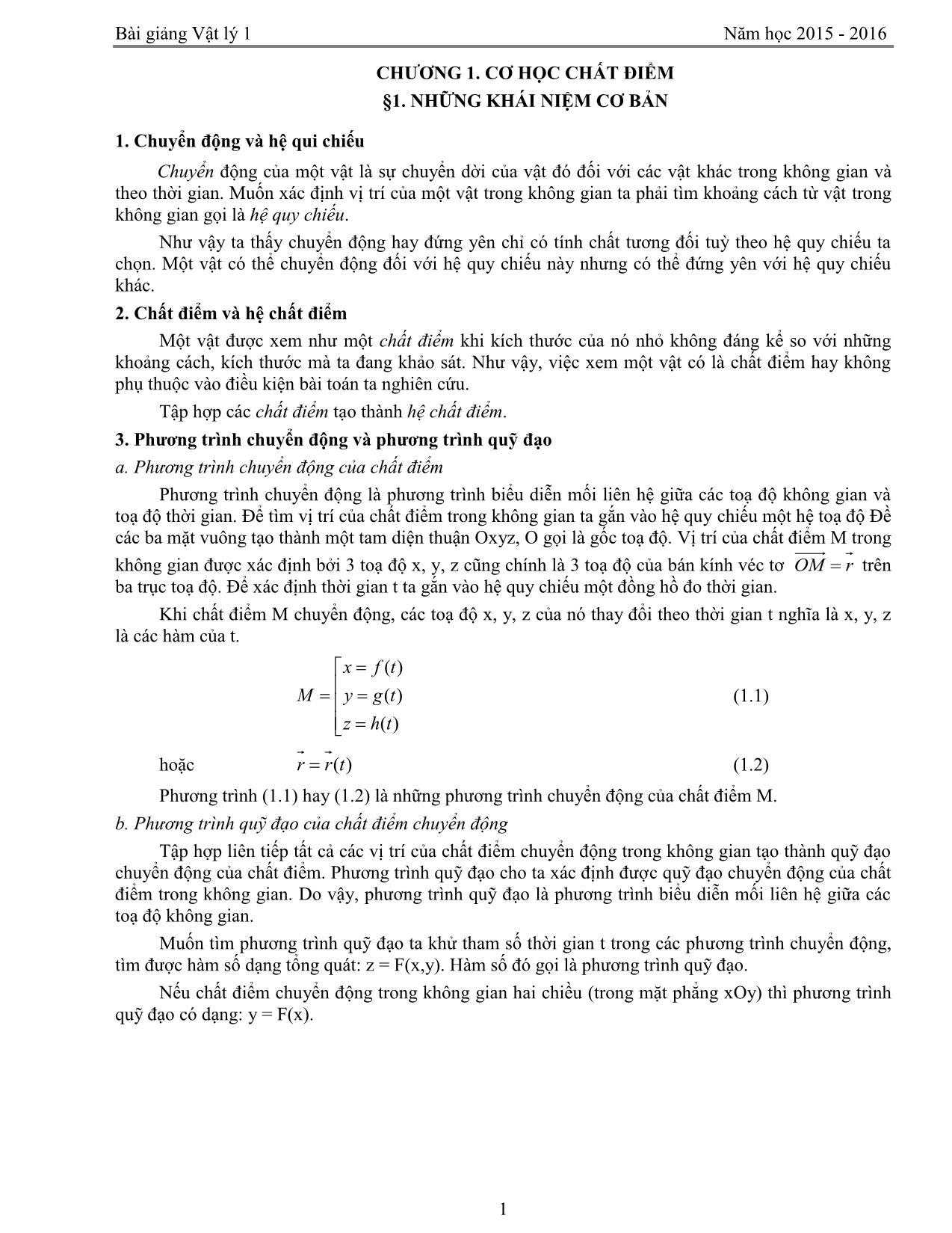 Giáo trình Vật lý 1 trang 1