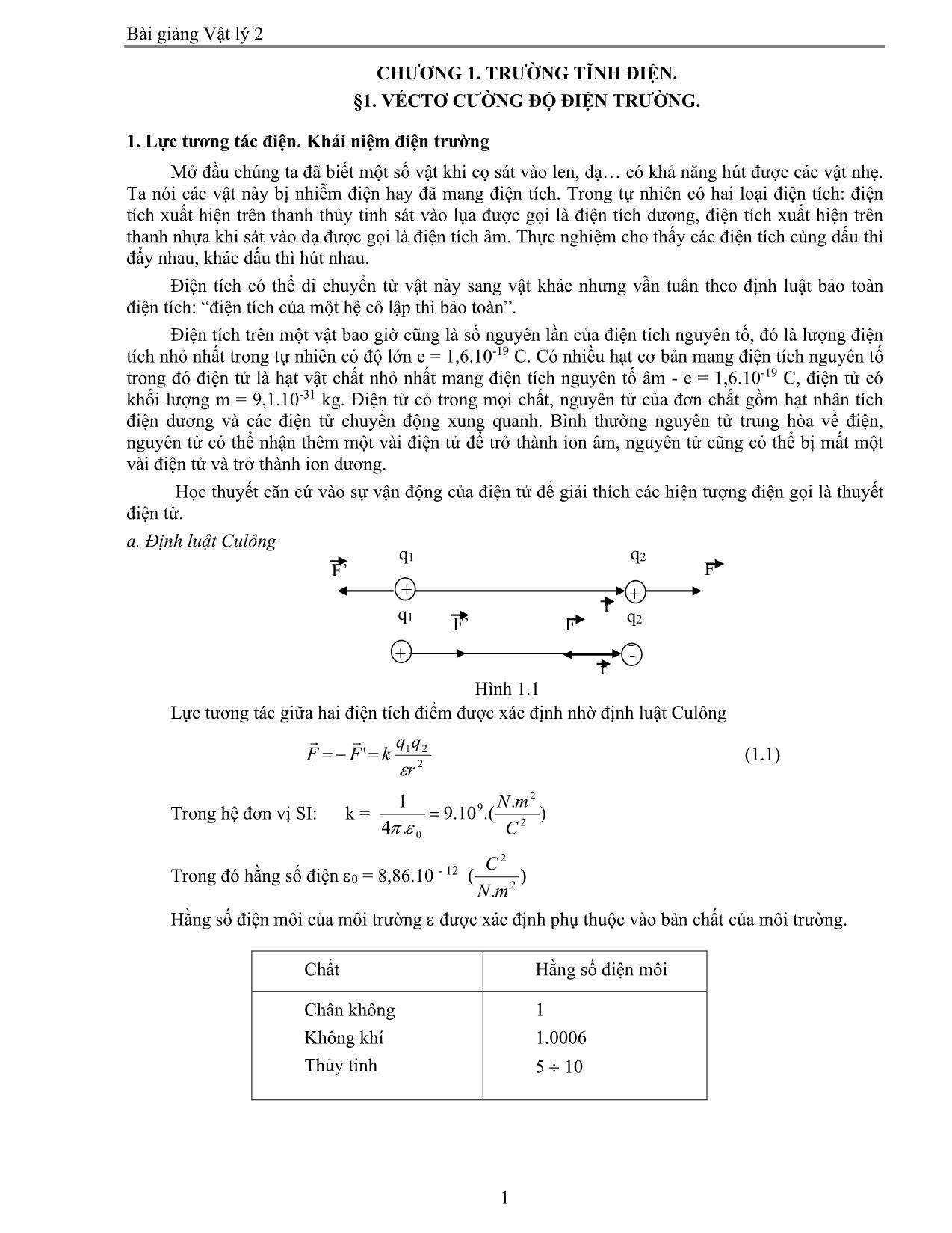 Giáo trình Vật lý 2 trang 1