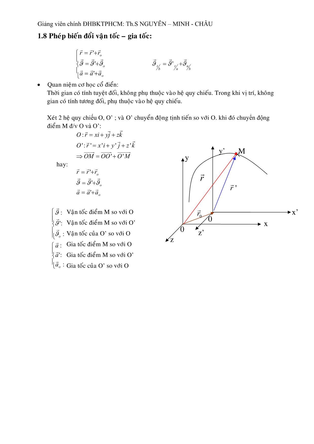 Giáo trình Vật lý đại cương - Chương 1: Động học chất điểm trang 8
