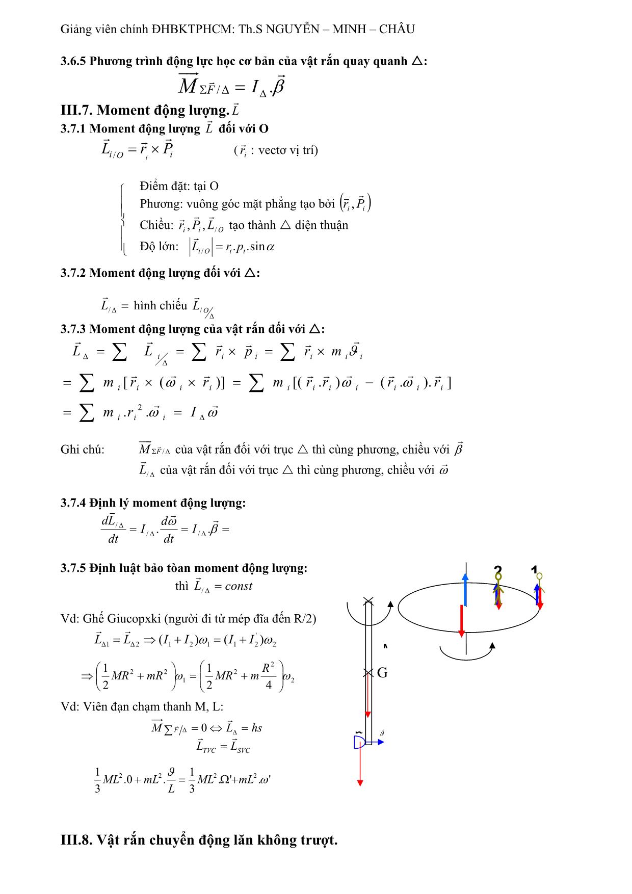 Giáo trình Vật lý đại cương - Chương 3: Động lực học hệ chất điểm. Vật rắn trang 7