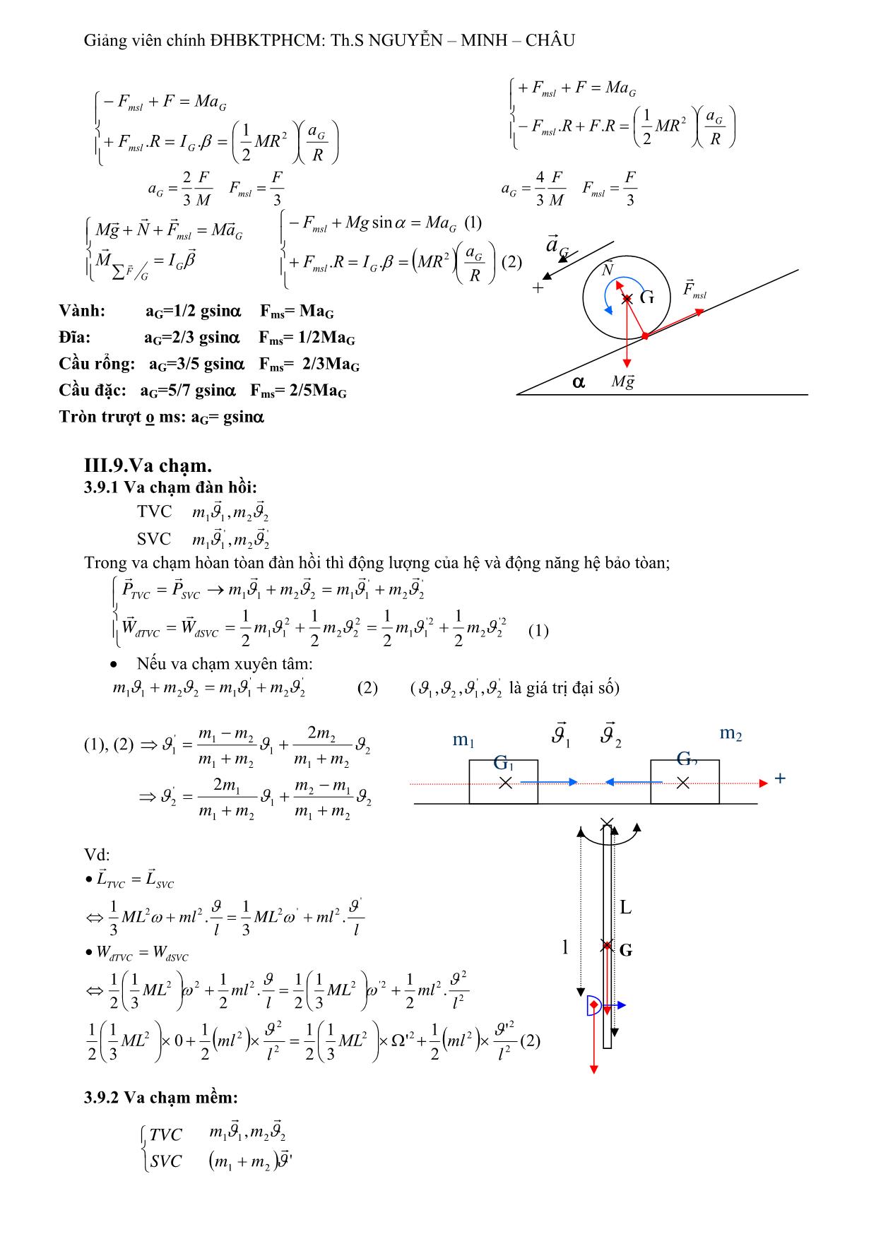 Giáo trình Vật lý đại cương - Chương 3: Động lực học hệ chất điểm. Vật rắn trang 9