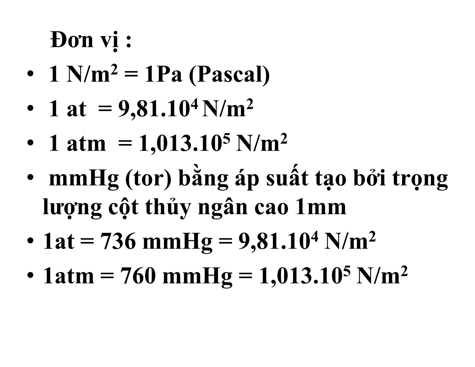 Bài giảng Vật lý đại cương 1 - Chương 4: Các định luật thực nghiệm về chất khí trang 3