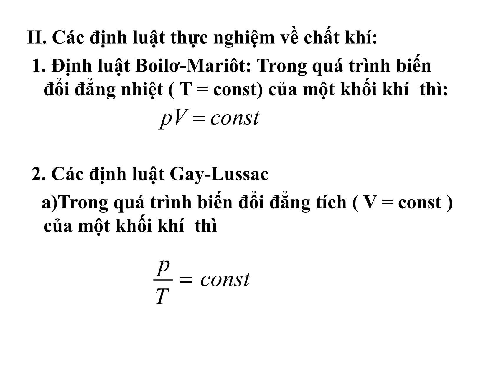 Bài giảng Vật lý đại cương 1 - Chương 4: Các định luật thực nghiệm về chất khí trang 6