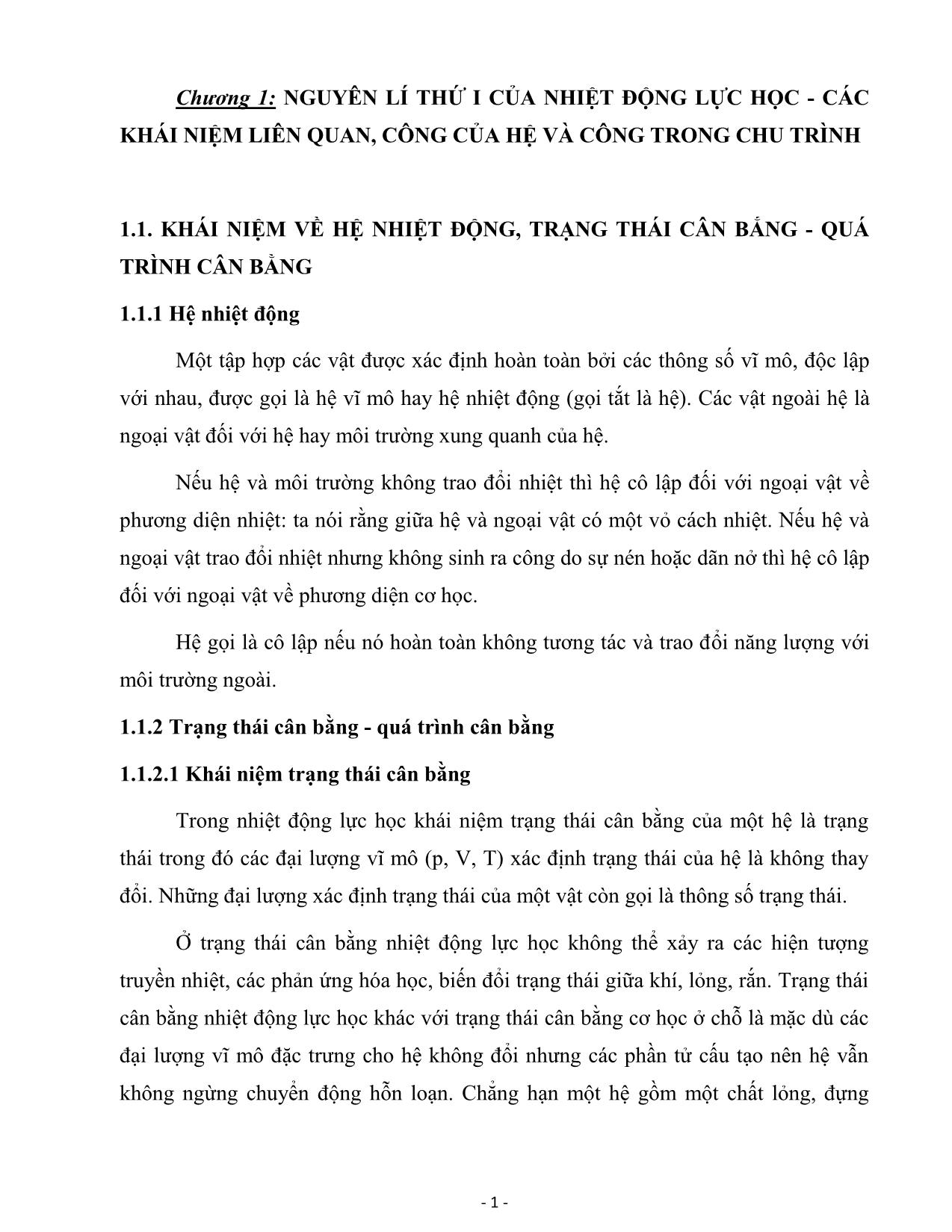 Báo cáo Xác định công của hệ trong các quá trình cân bằng từ giản đồ (p,V) trang 7