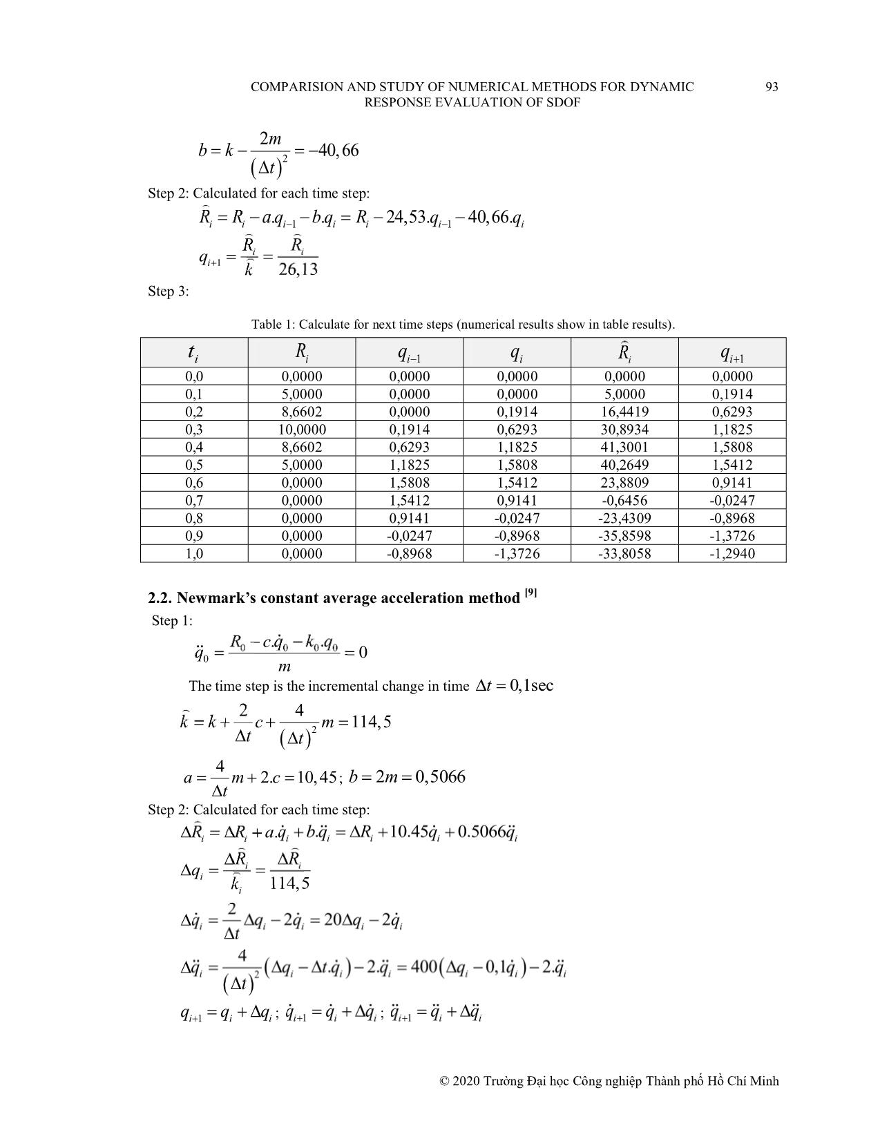 Comparision and study of numerical methods for dynamic response evaluation of sdof trang 6
