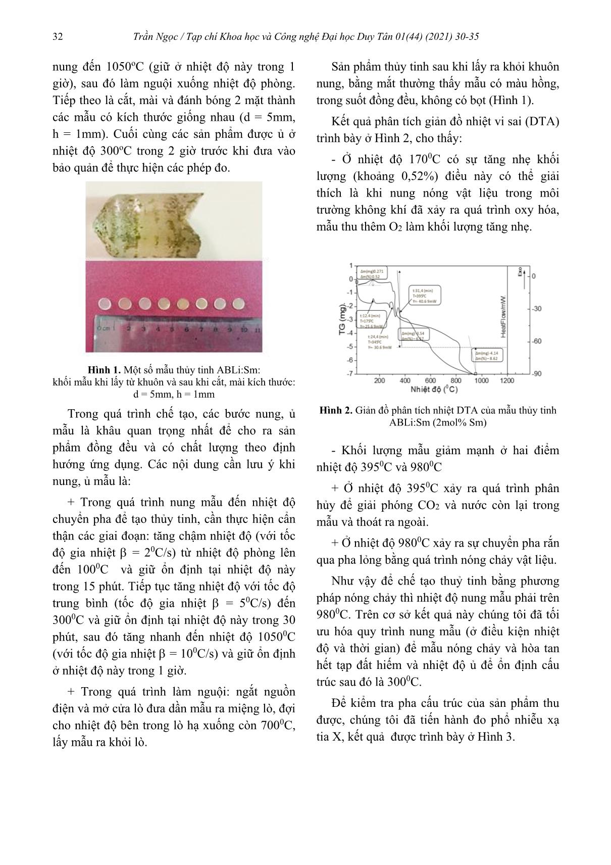 Chế tạo và nghiên cứu tính chất nhiệt phát quang của thủy tinh aluminoborate-Kiềm pha tạp samarium (ABLi:Sm) định hướng ứng dụng trong đo liều bức xạ tia X trang 3