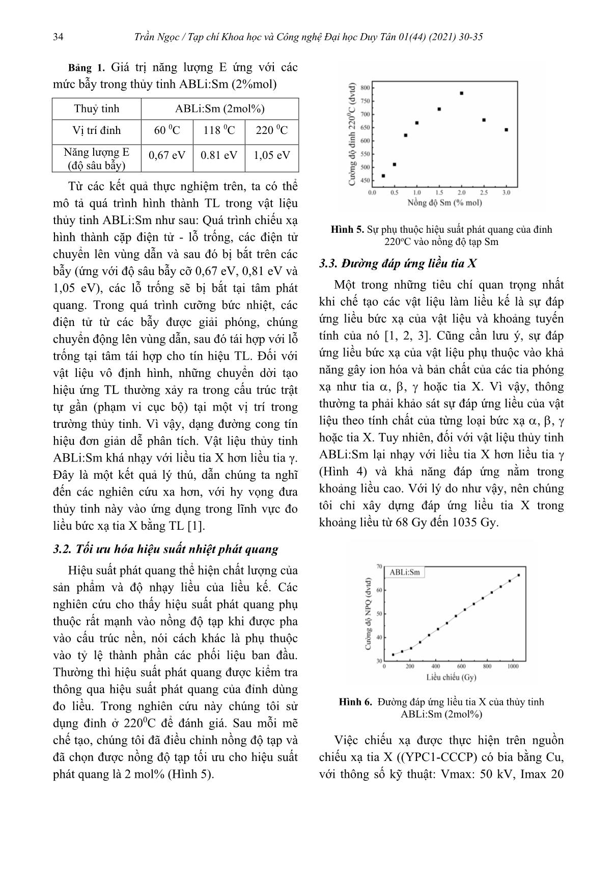 Chế tạo và nghiên cứu tính chất nhiệt phát quang của thủy tinh aluminoborate-Kiềm pha tạp samarium (ABLi:Sm) định hướng ứng dụng trong đo liều bức xạ tia X trang 5