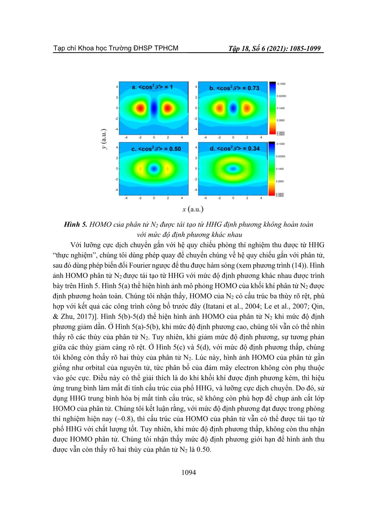 Chụp ảnh cắt lớp phân tử N₂ định phương không hoàn toàn từ phổ sóng điều hòa bậc cao trang 10