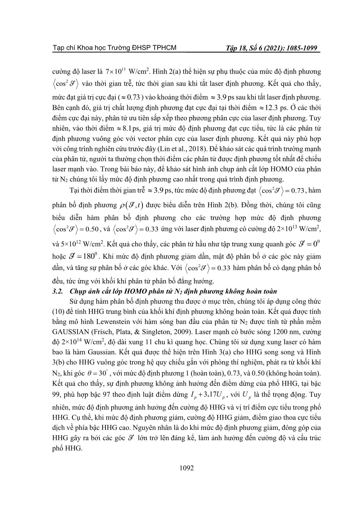 Chụp ảnh cắt lớp phân tử N₂ định phương không hoàn toàn từ phổ sóng điều hòa bậc cao trang 8