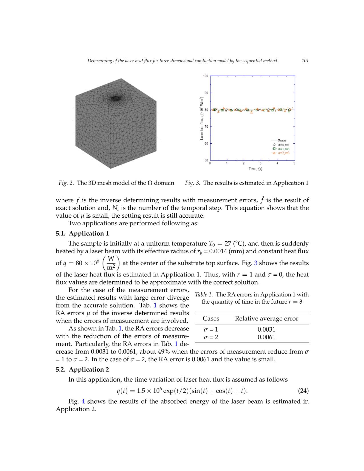 Determining of the laser heat flux for three - dimensional conduction model by the sequential method trang 7