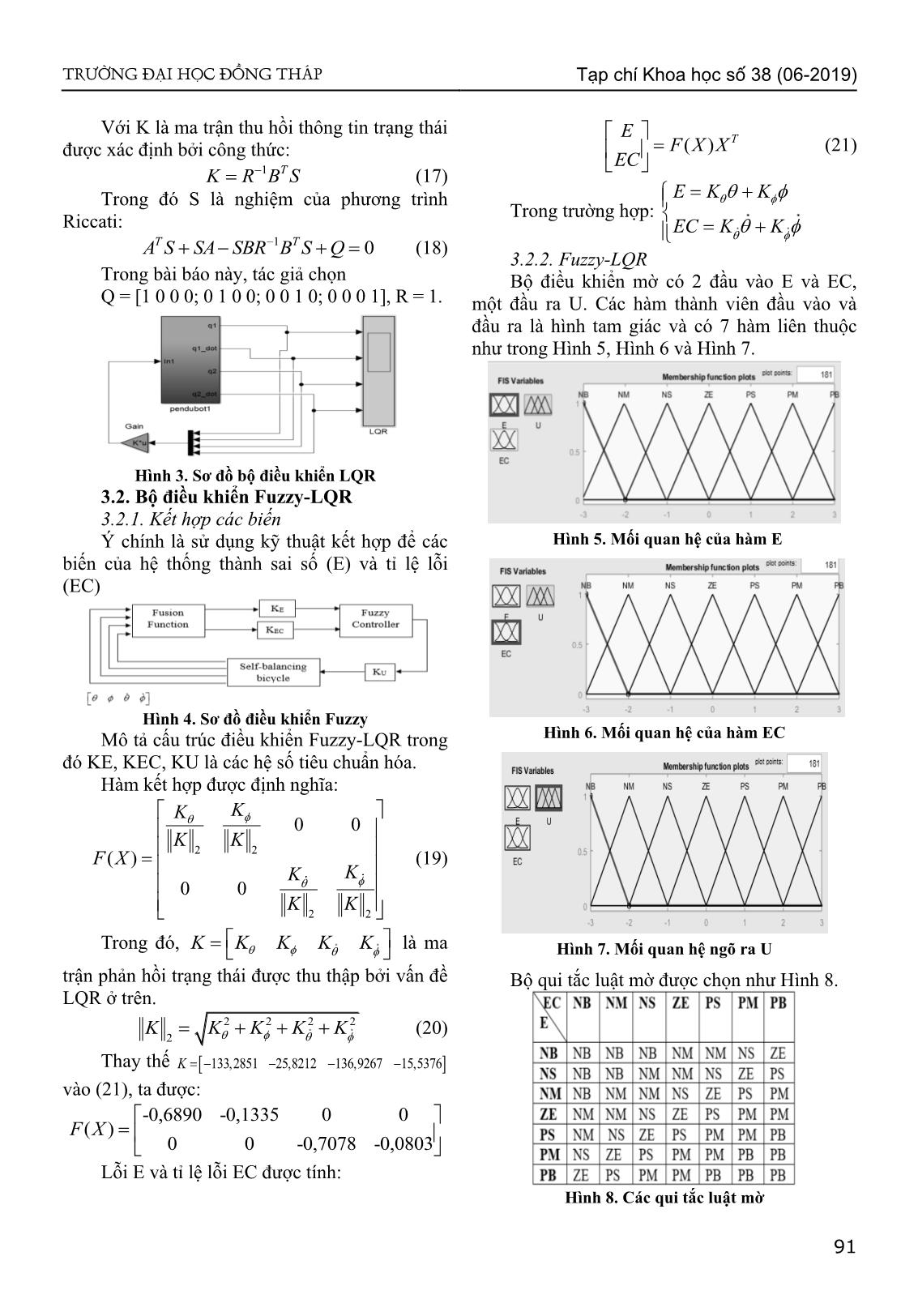 Điều khiển hệ pendubot sử dụng dạng toàn phương tuyến tính dựa trên logic mờ trang 3