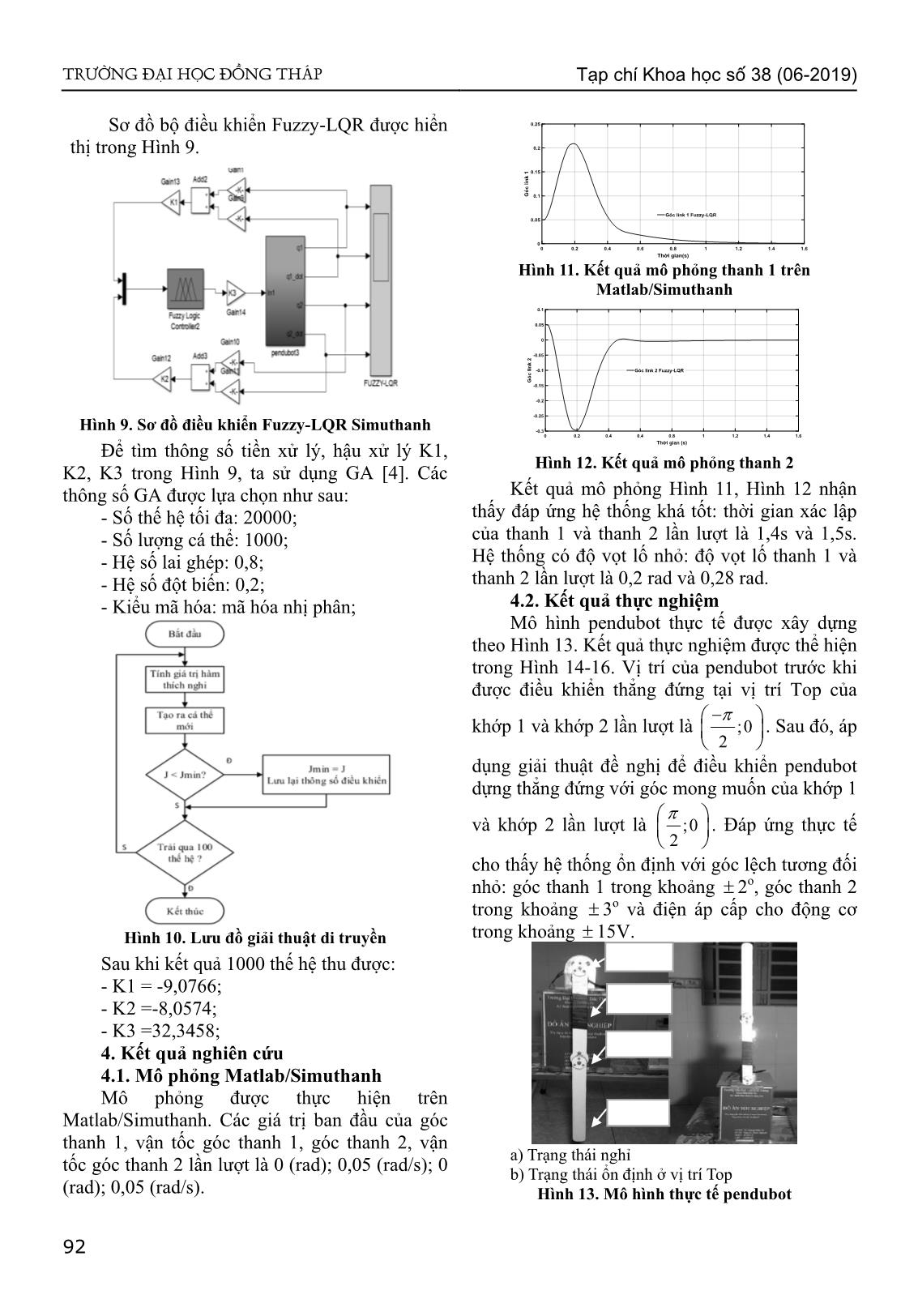Điều khiển hệ pendubot sử dụng dạng toàn phương tuyến tính dựa trên logic mờ trang 4
