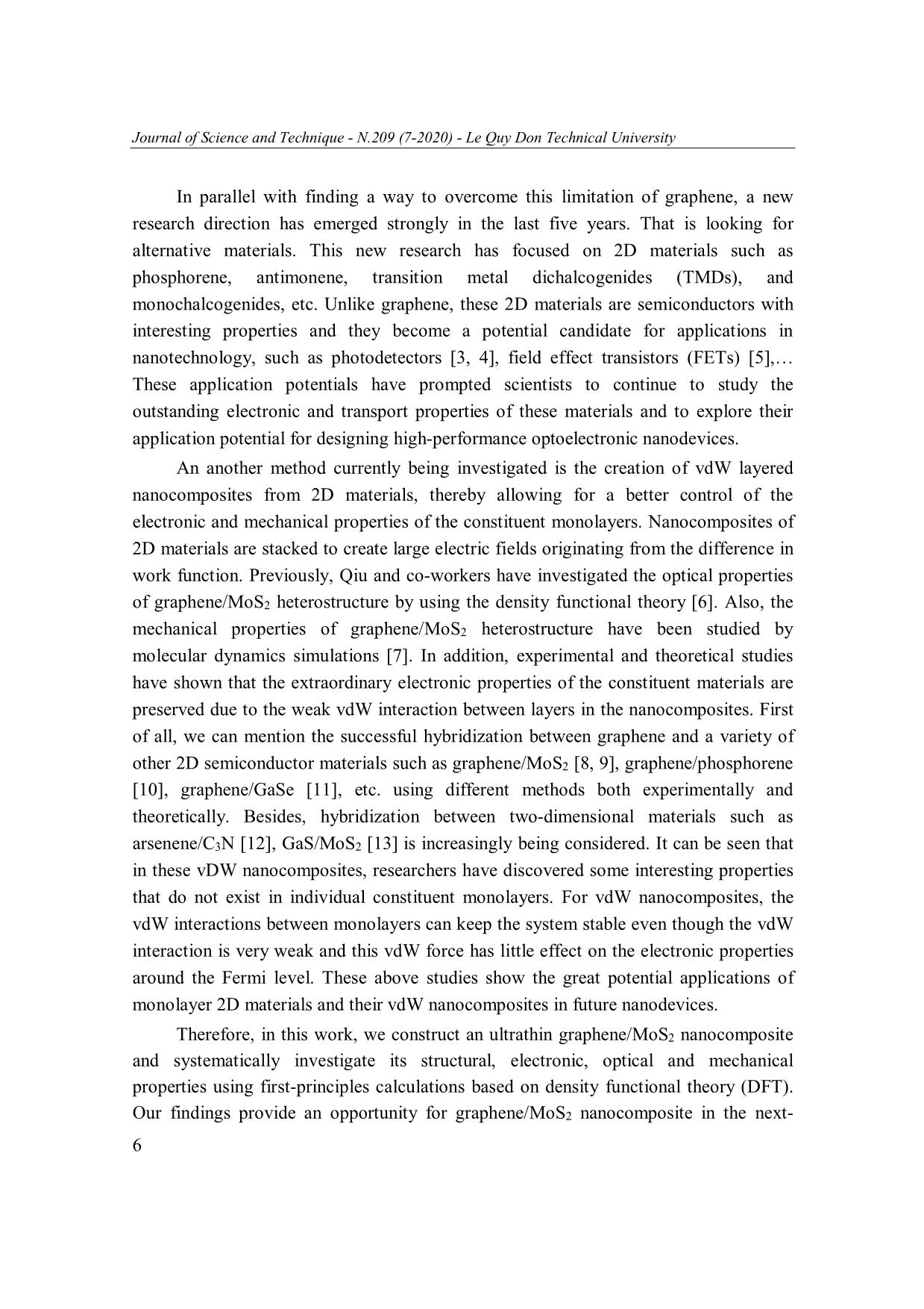 Electronic, optical and mechanical properties of graphene/MoS₂ nanocomposite trang 2