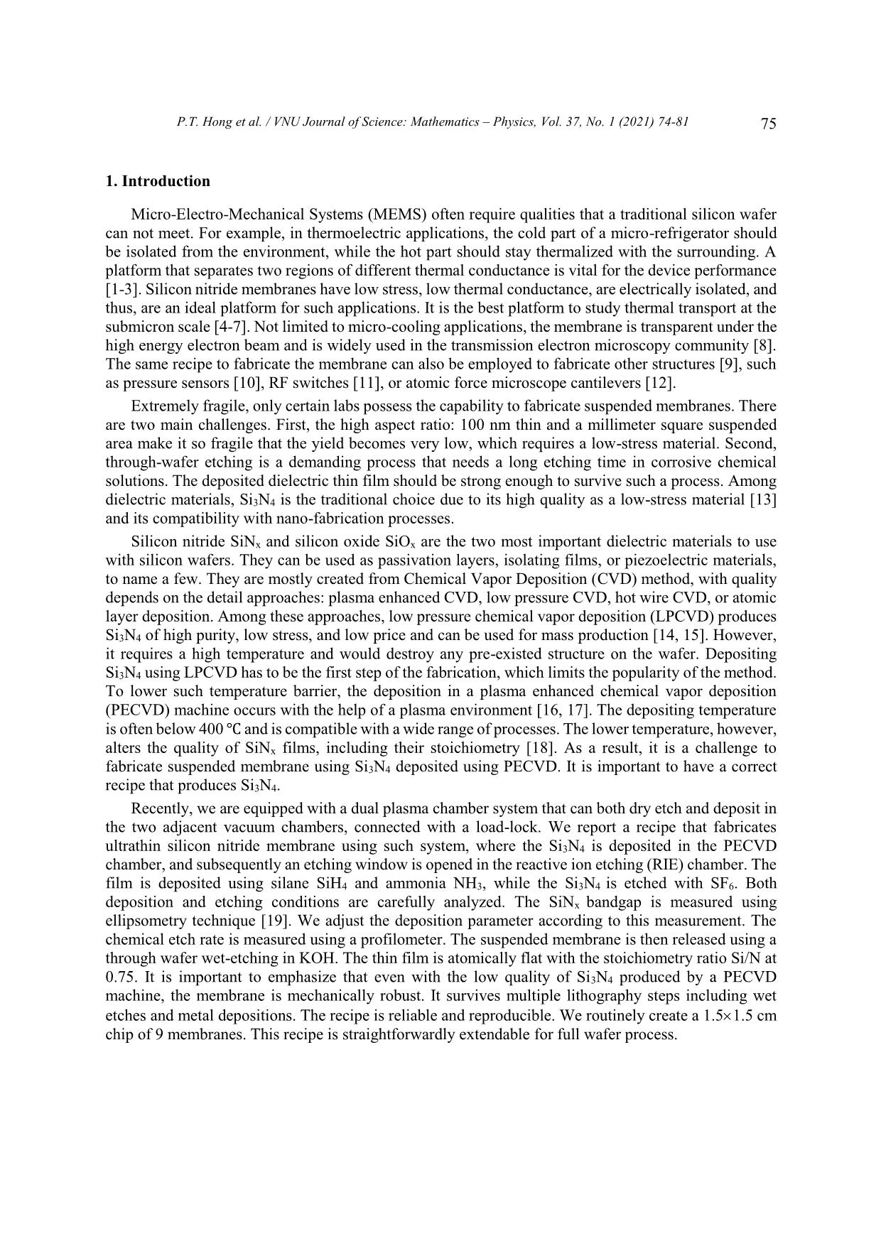 Fabricating ultra - thin silicon nitride membranes suspended on silicon wafer trang 2