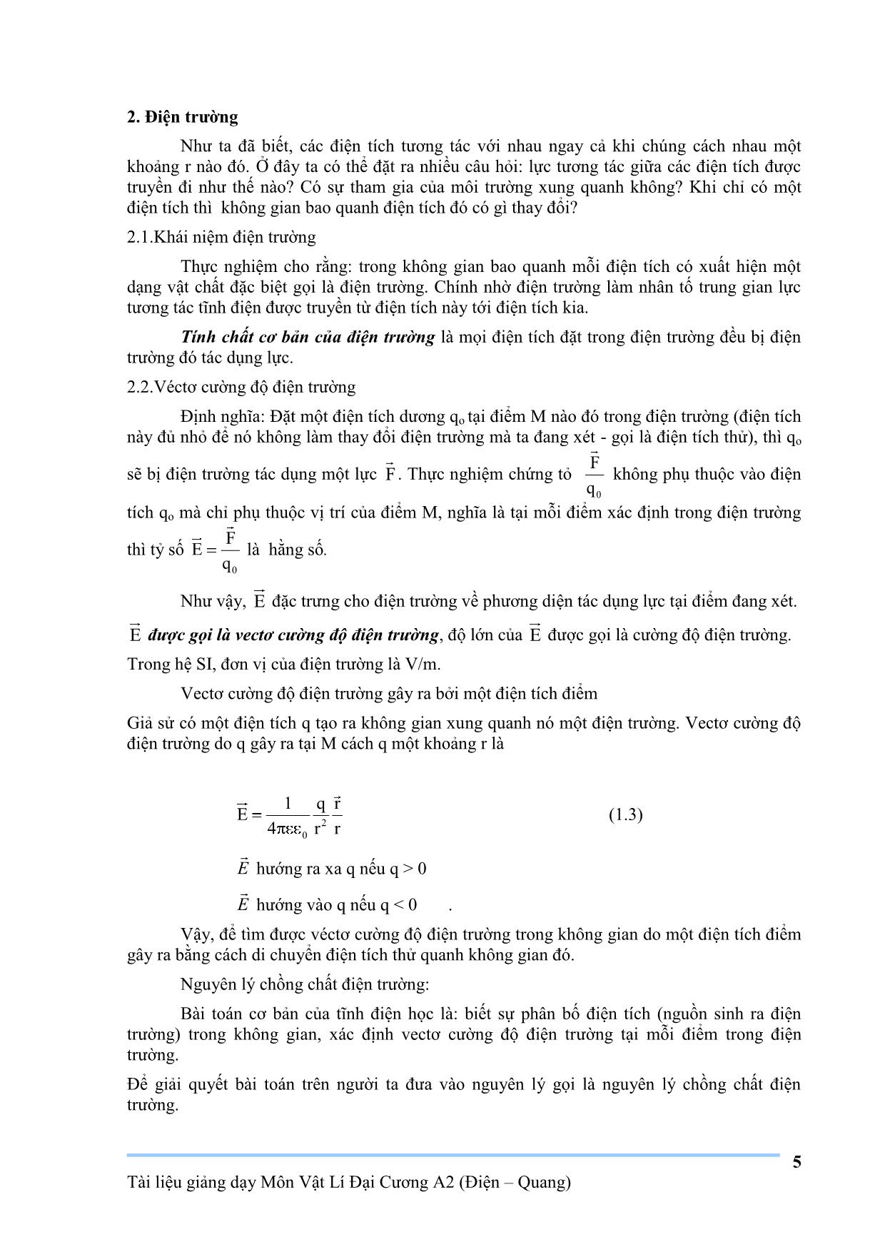 Giáo trình Vật lý đại cương A2 trang 5