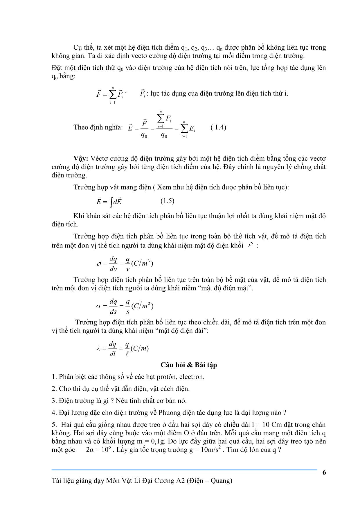 Giáo trình Vật lý đại cương A2 trang 6