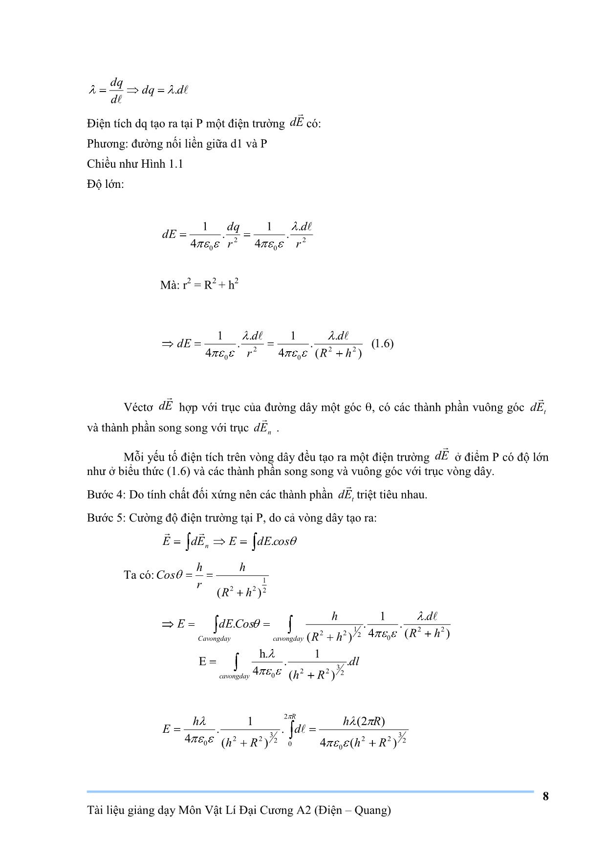 Giáo trình Vật lý đại cương A2 trang 8