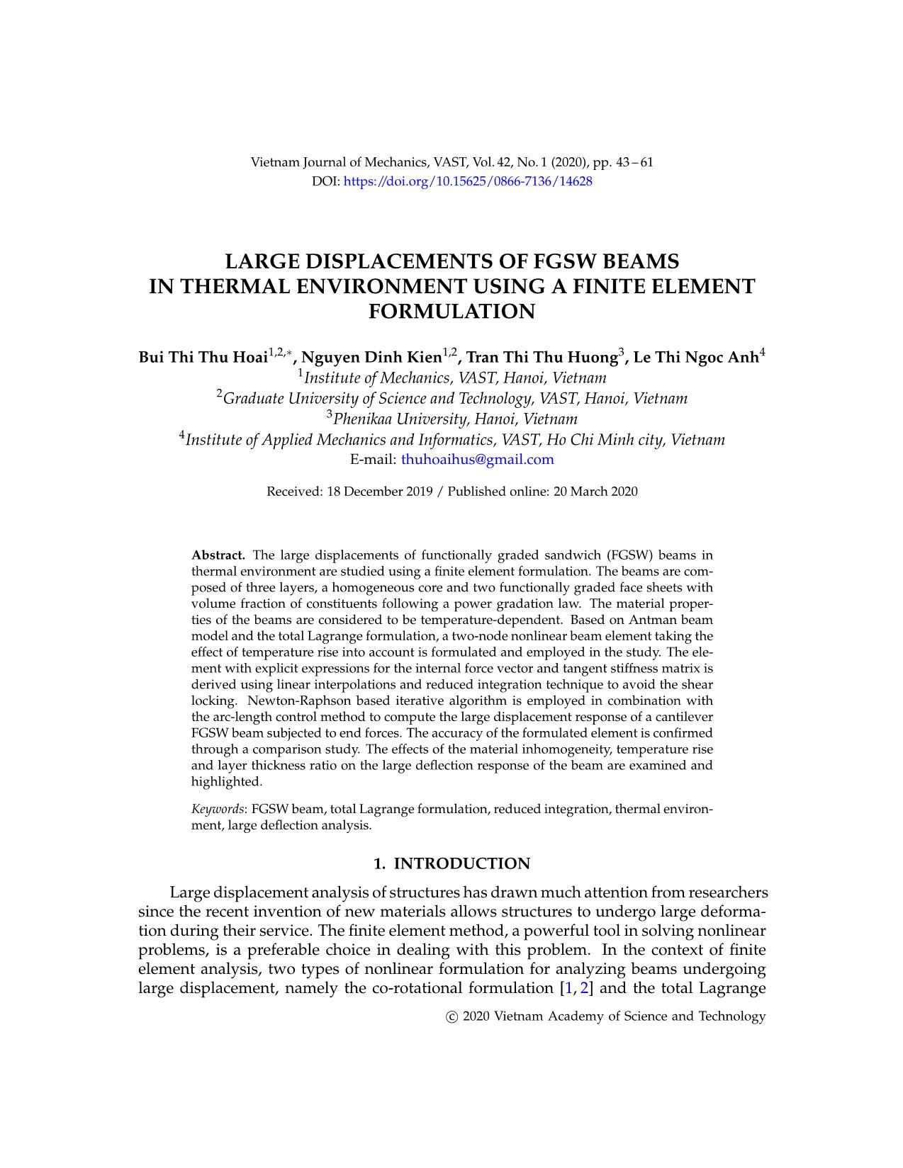 Large displacements of fgsw beams in thermal environment using a finite element formulation trang 1