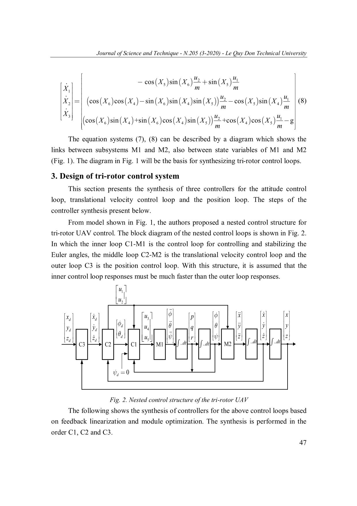 Nonlinear control of a tri - rotor based on the decomposition the dynamic model and feedback linearization trang 5