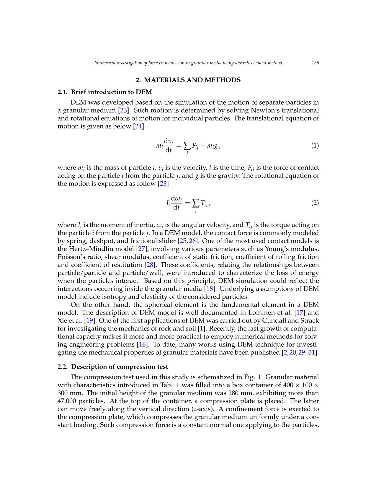 Numerical investigation of force transmission in granular media using discrete element method trang 3