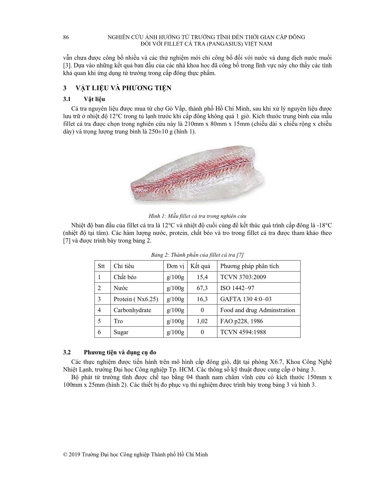 Nghiên cứu ảnh hưởng từ trường tĩnh đến thời gian cấp đông đối với Fillet cá tra (Pangasius) Việt Nam trang 4