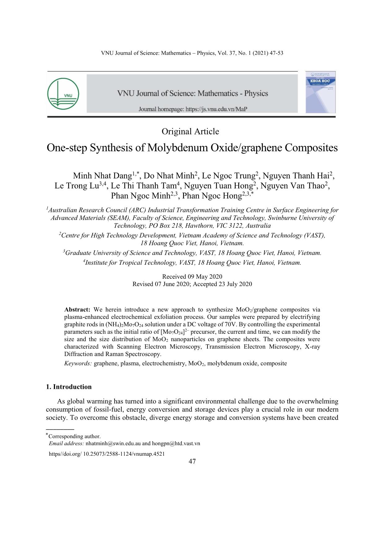 One - step synthesis of molybdenum oxide/graphene composites trang 1