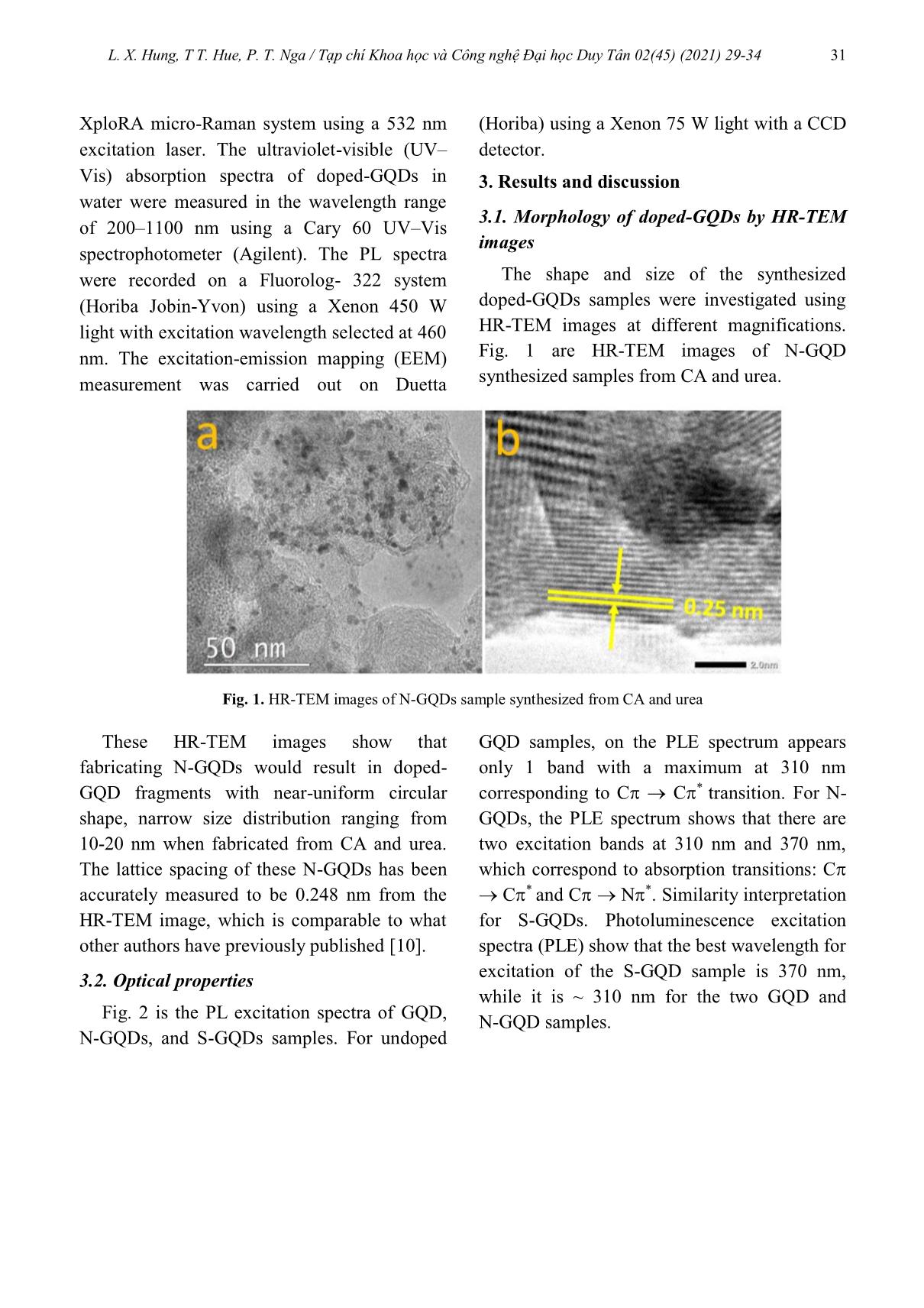 Tính chất quang của các chấm lượng tử Graphene pha tạp Nitơ và Lưu huỳnh trang 3