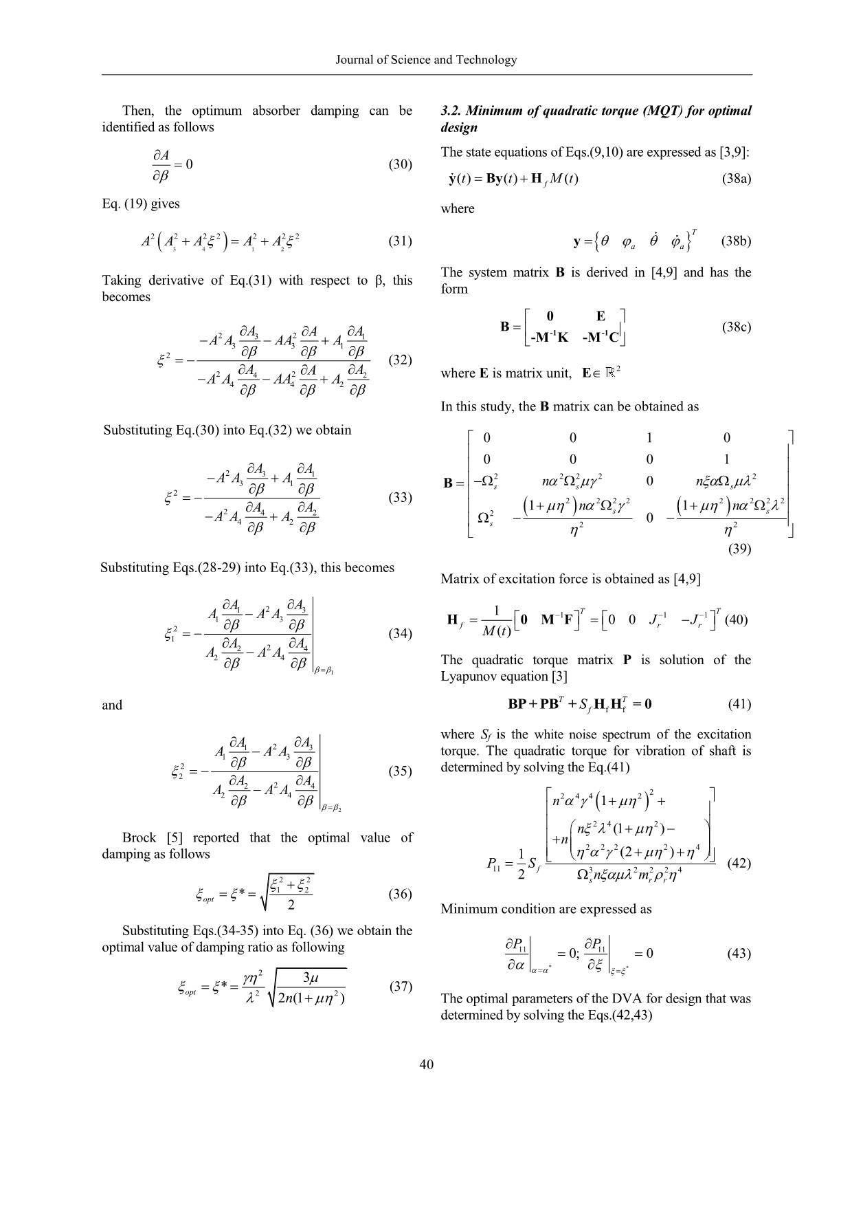 Optimal parameters of linear dynamic vibration absorber for reduction of torsional vibration trang 4
