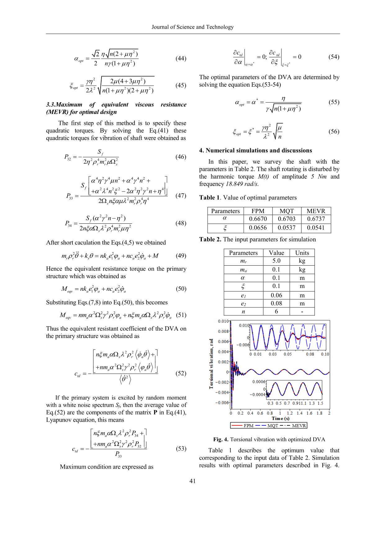 Optimal parameters of linear dynamic vibration absorber for reduction of torsional vibration trang 5
