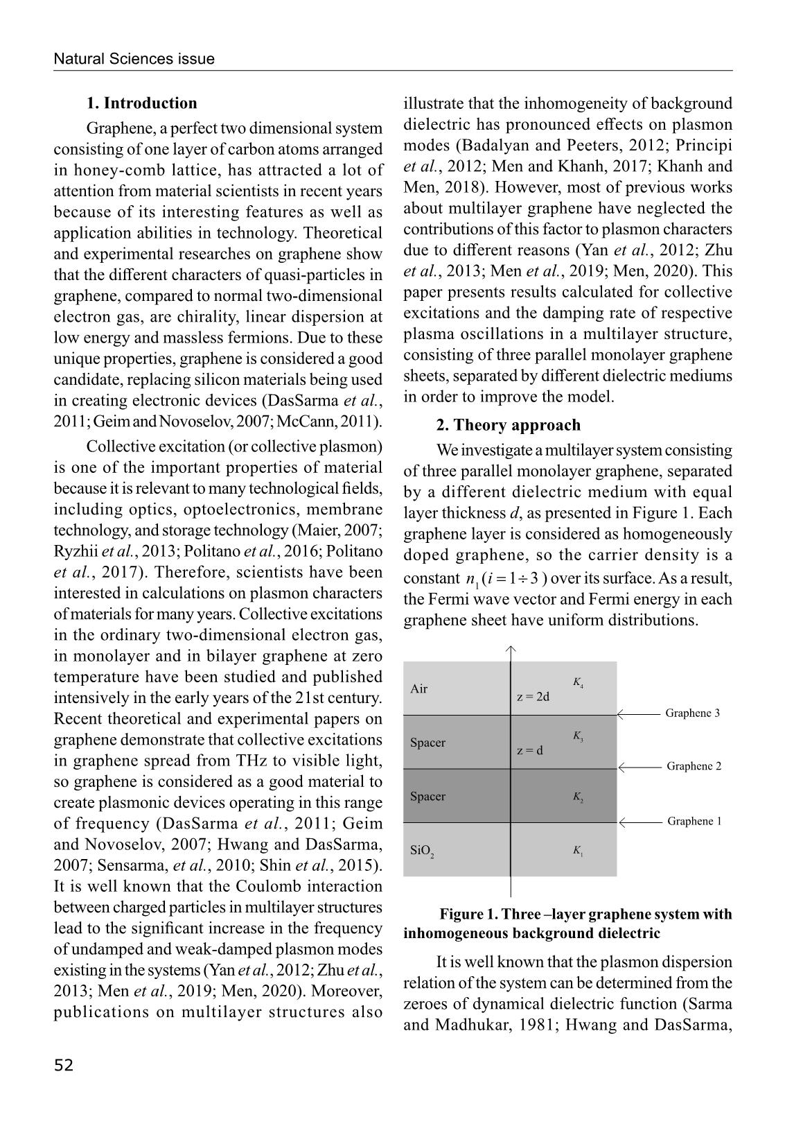 Phổ Plasmon trong hệ ba lớp Graphene với điện môi nền không đồng nhất trang 2