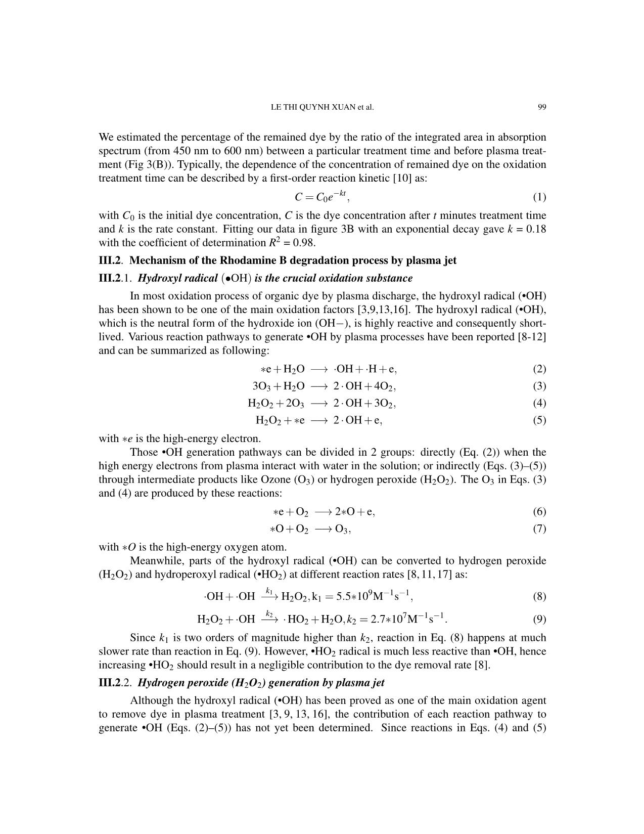 Removal of rhodamine B dye by plasma jet oxidation process trang 5