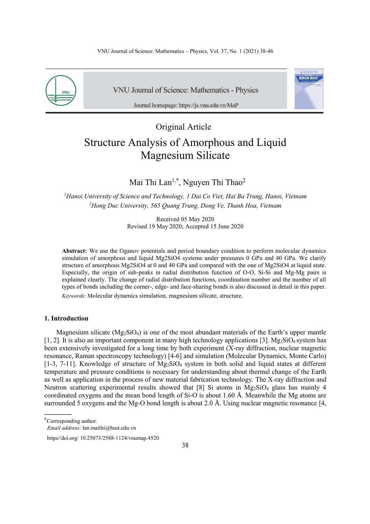Structure analysis of amorphous and liquid magnesium silicate trang 1