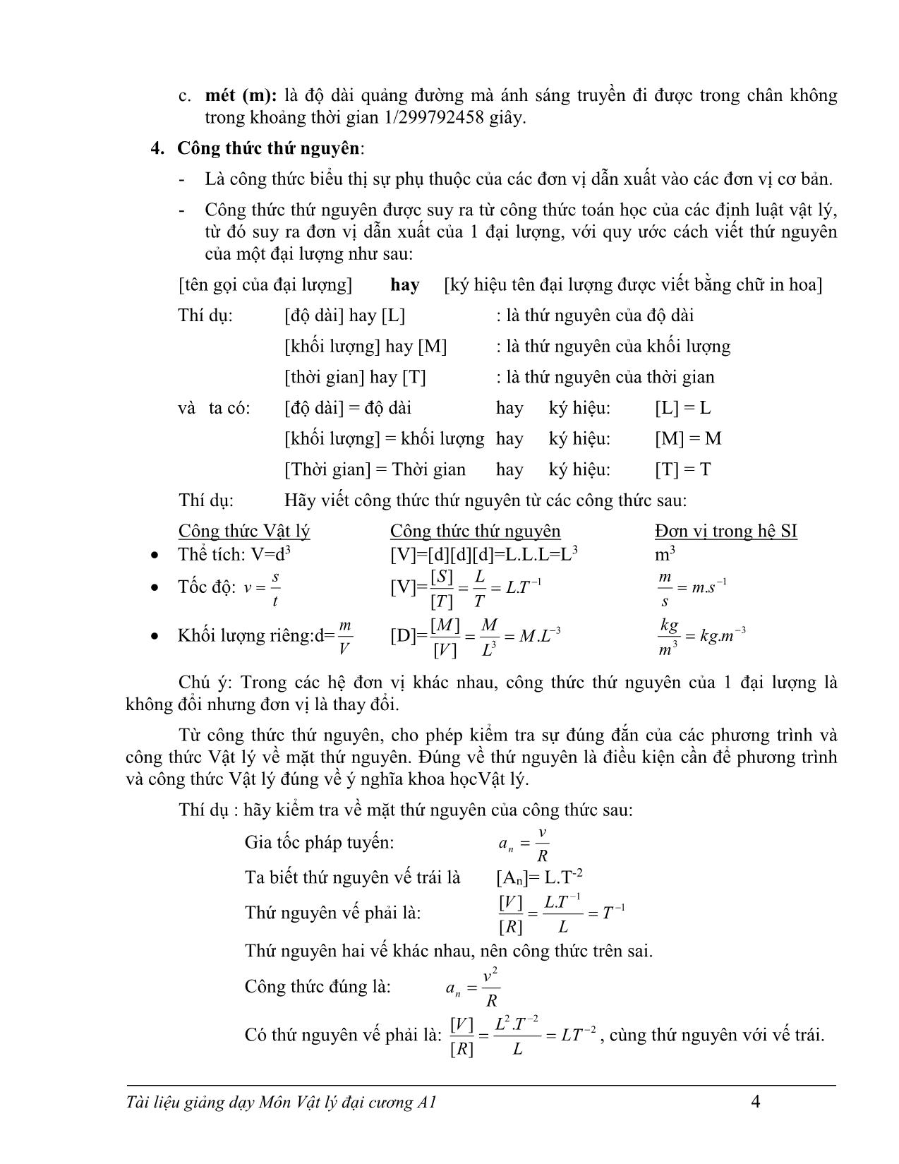 Giáo trình Vật lý đại cương A1 trang 6