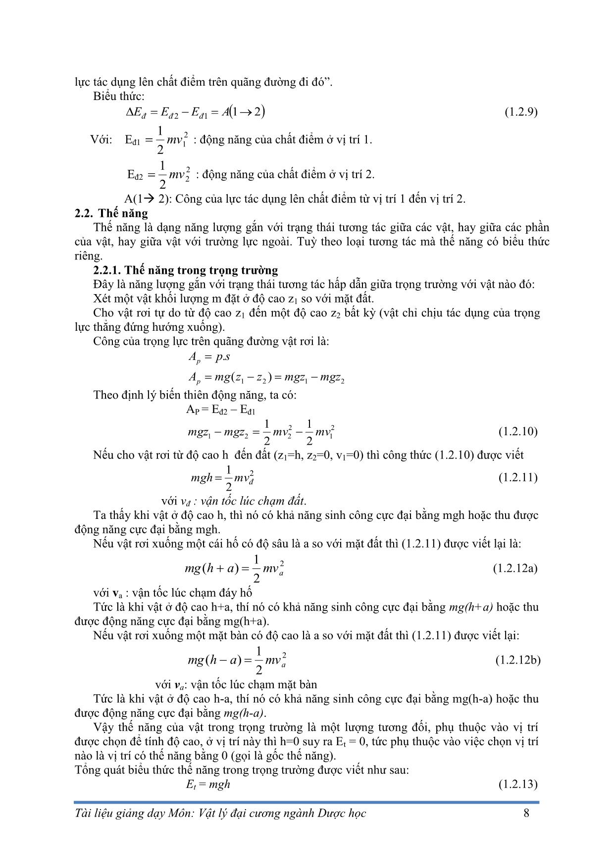 Giáo trình Vật lý đại cương - Thi Trần Anh Tuấn trang 10